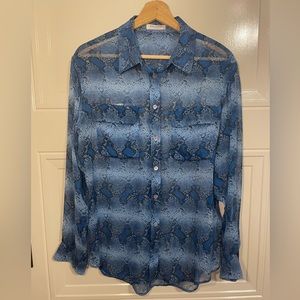 Equipment Snakeskin Print Sheer Blouse Size S